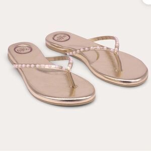 NWOT Soléi Sea Gold Pearl-Embellished INDIE SOLID METALLIC GOLD WITH PEARLS